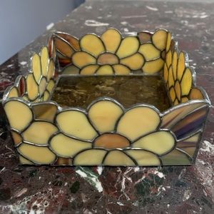 NAPKIN HOLDER| candle holder|Art Deco| Tiffany style| yellow| vintage| 6…